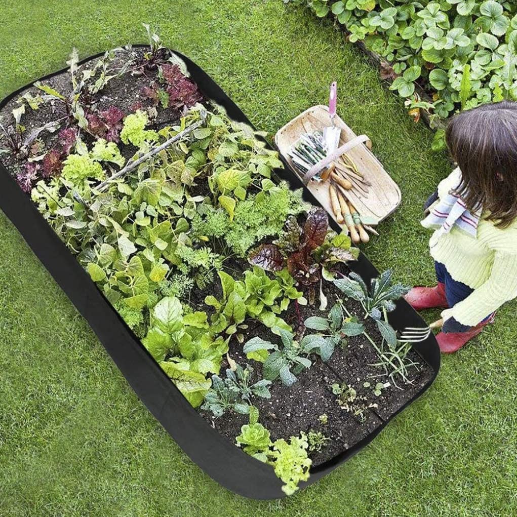 Bolsas de cultivo de plantas, camas de cultivo de tela, bolsas rectangulares, macetas de tomate y patatas transpirables para plantas vegetales al aire libre, flores (negro) Bolsa de plántulas