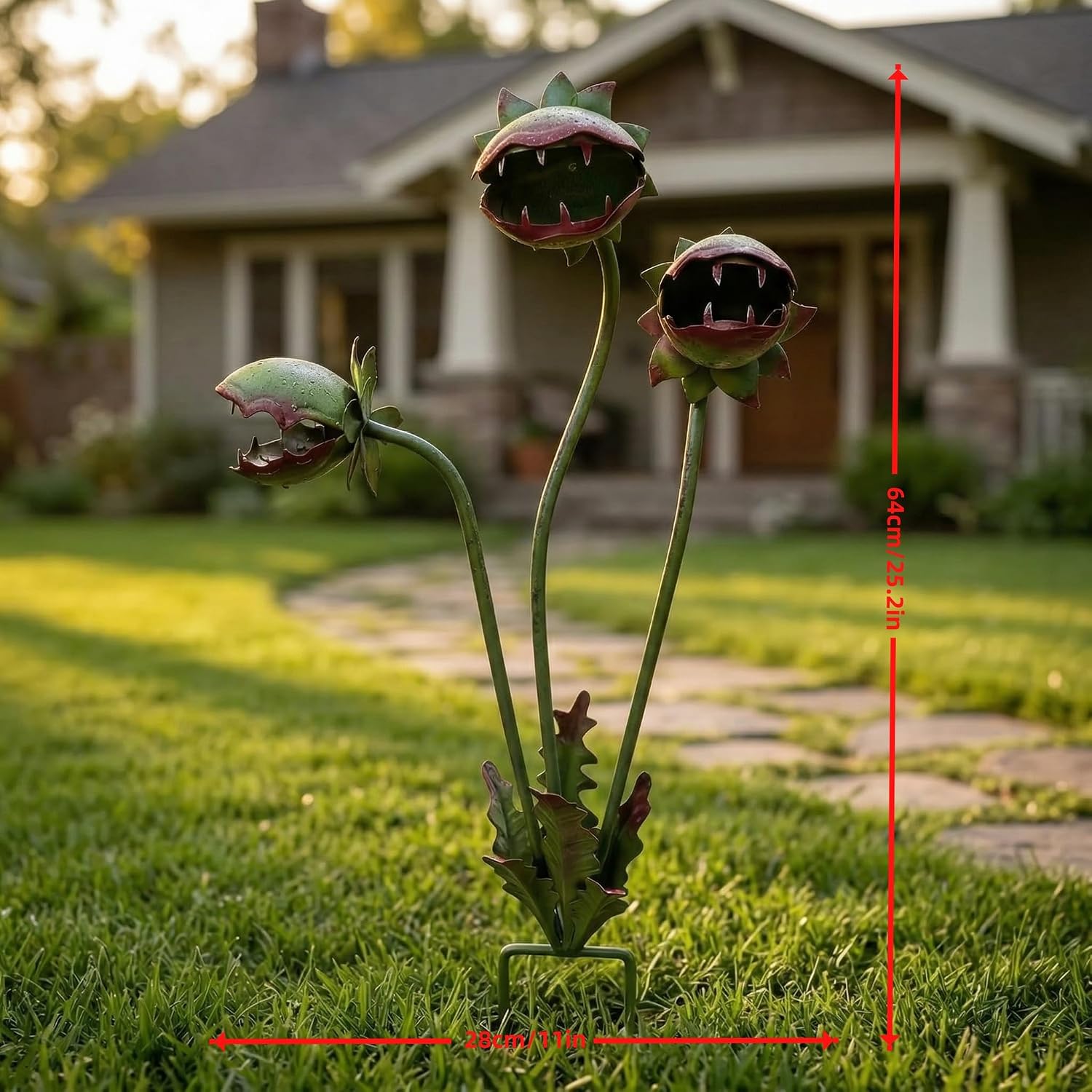 Metal Venus Flytrap Garden Stake, 2026 New Whimsical Carnivorous Plant Yard Art, Creepy Gothic Lawn Decor, Outdoor Decorative Garden Stake for Patio Yard Halloween
