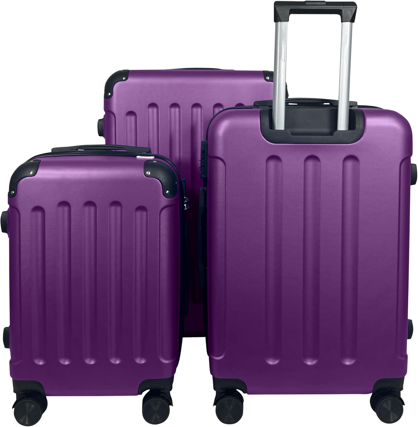MY TRAVEL BAG Koffer met harde schaal reiskoffer ABS koffer (handbagage middelgroot set) 4 dubbele wielen trolley, antraciet, Mittlerer Koffer (65cm