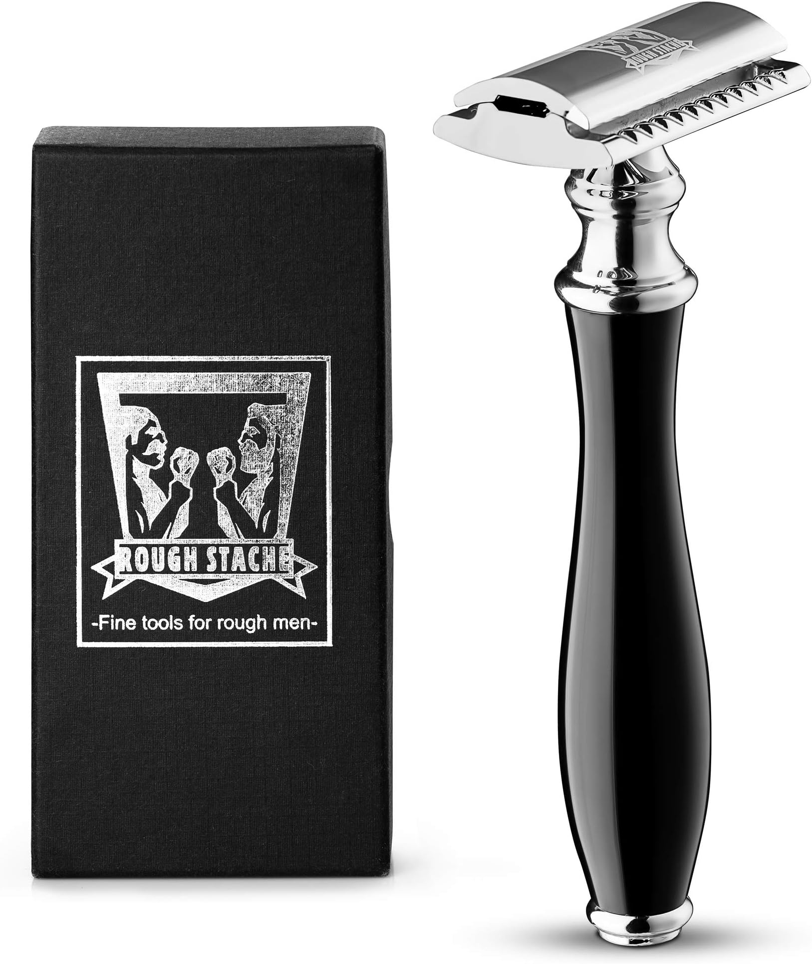Professional Double Edge Safety Razor -Traditional Twist Open Men Razor Double Edge Blades - Heavyweight Men Shaving Razor with Black Resin Handle