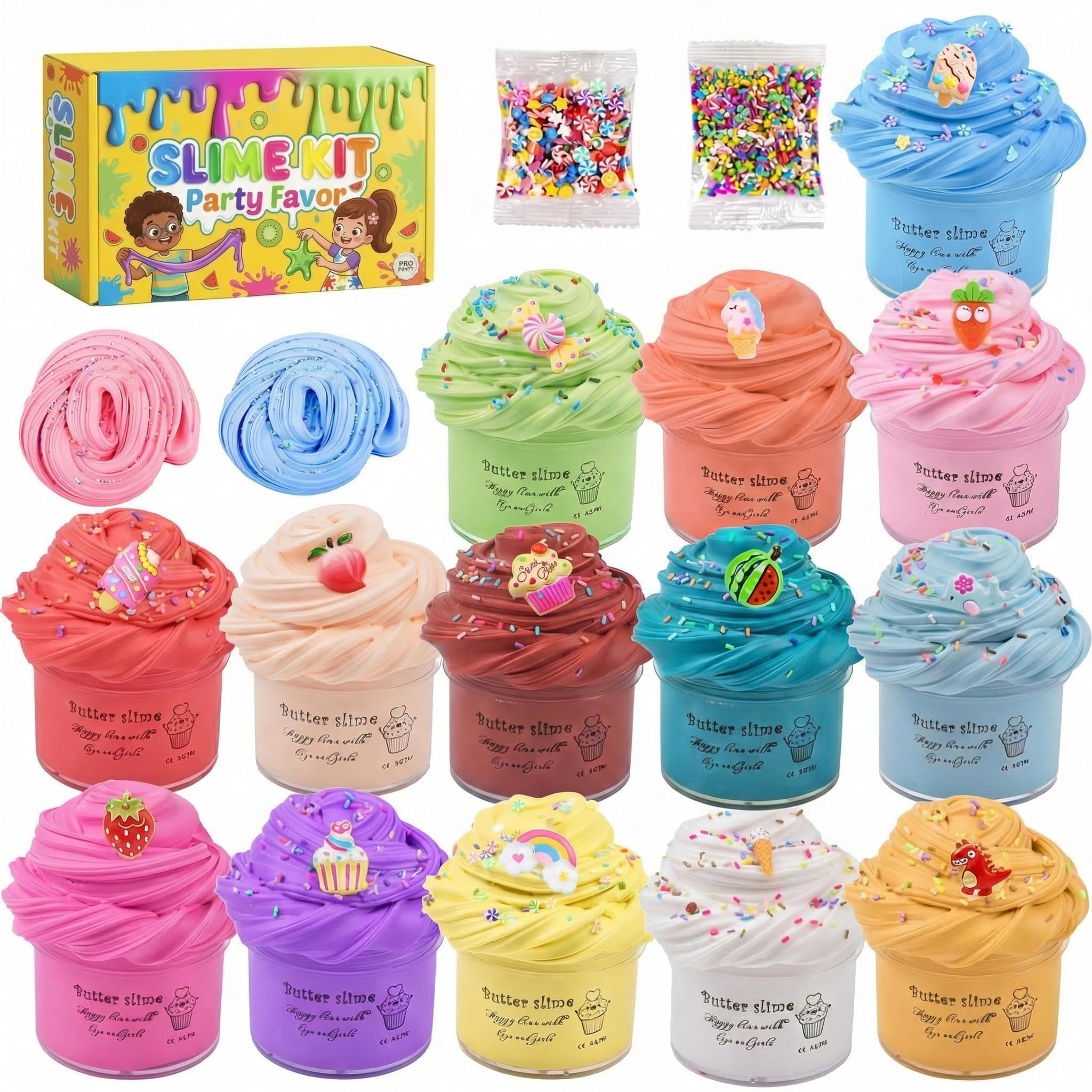 Photo 1 of 14 Pack Mini Butter Slime Kit, Soft Non-Sticky DIY Slime Toys, Stress Relief Sensory Toys, Perfect for Party Favors, Birthday Gifts & Classroom Rewards for Kids Girls Boys