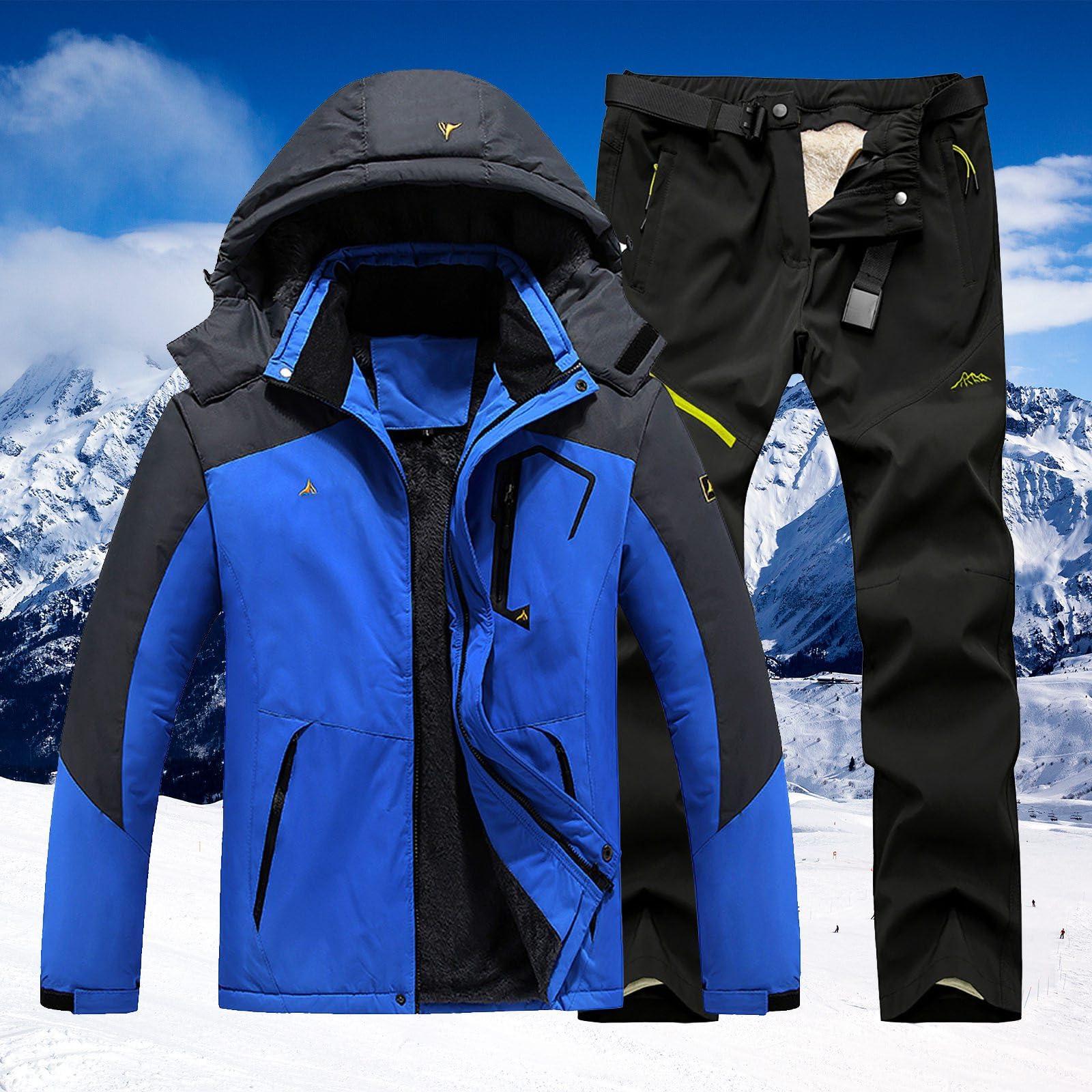 Generisch Skianzug Damen 2 Teilig Wasserdicht Snowboardjacke Winterjacke Skianzug Damen Skijacke und Hose Ski Set Winter Schneeanzug Snowboardanzug Atmungsaktiv Outdoor Skibekleidung