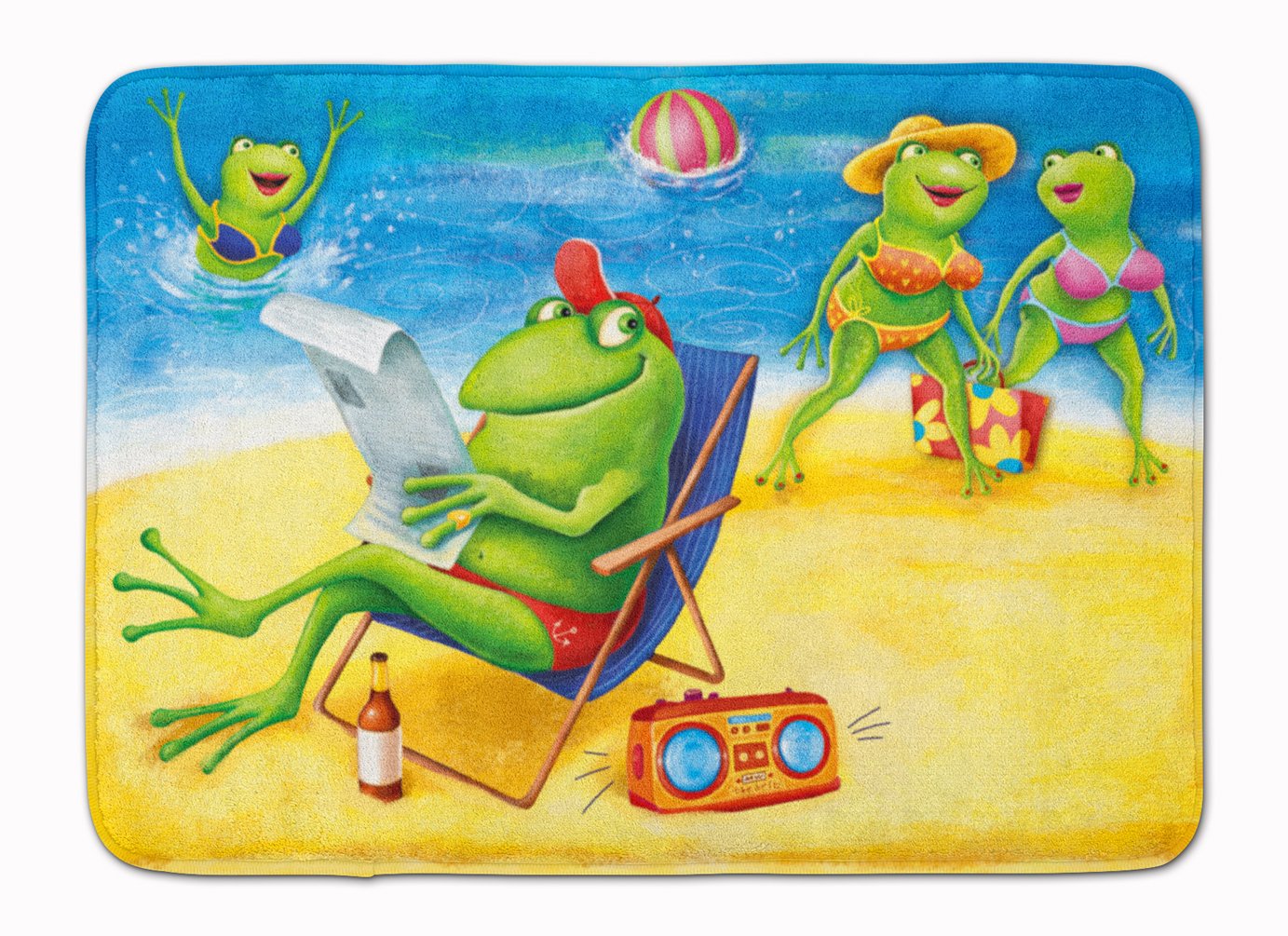 Tapis de sol Grenouilles lavable antidérapant multicolore 48x68 cm pour la maison