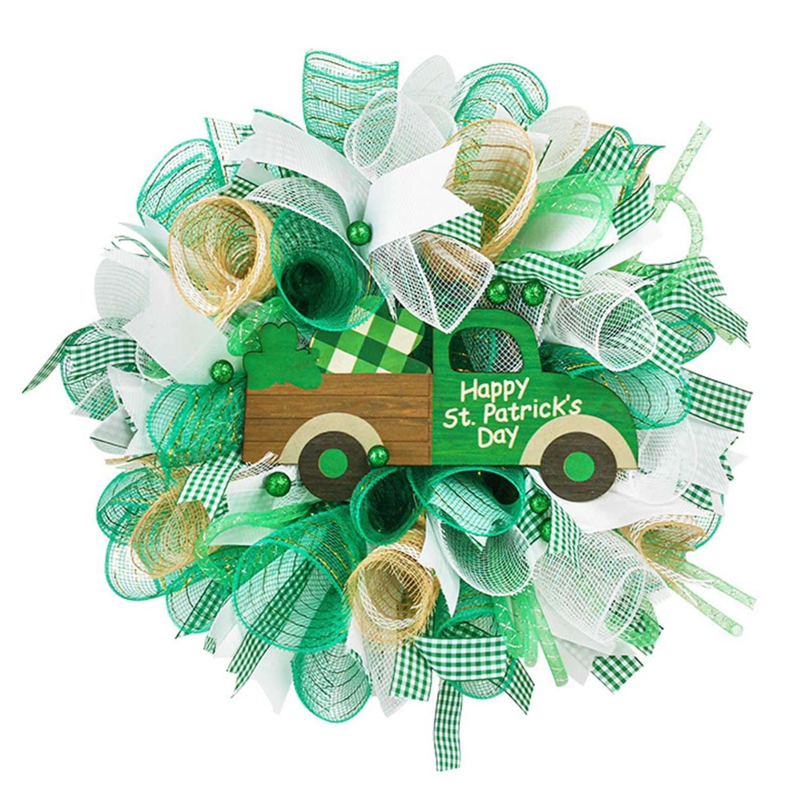 Buxuaaaa Beautiful Patrick Day Wreath Wreath Irish Front Door Ornaments Farmhouse Indoor Outdoor Decorations Front Door Welcome Hanger Green