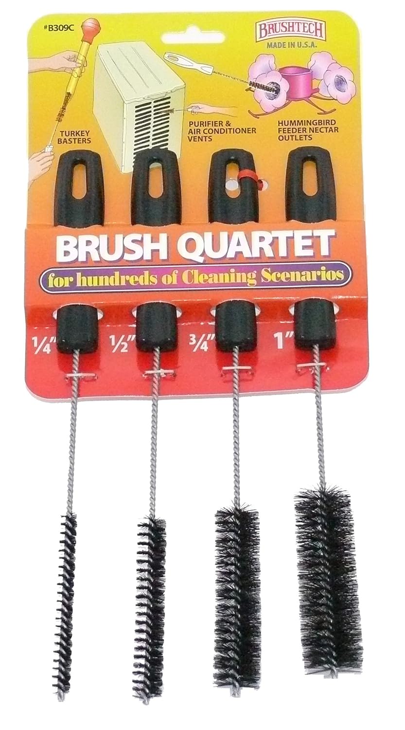 Brushtech Multi-Use Brush Quartet, Precision Cleaning Scrub Tools with Durable Bristles - Versatile Household & Workshop Brushes for Kitchen, Bathroom, Appliances & Grout, Nylon Construction