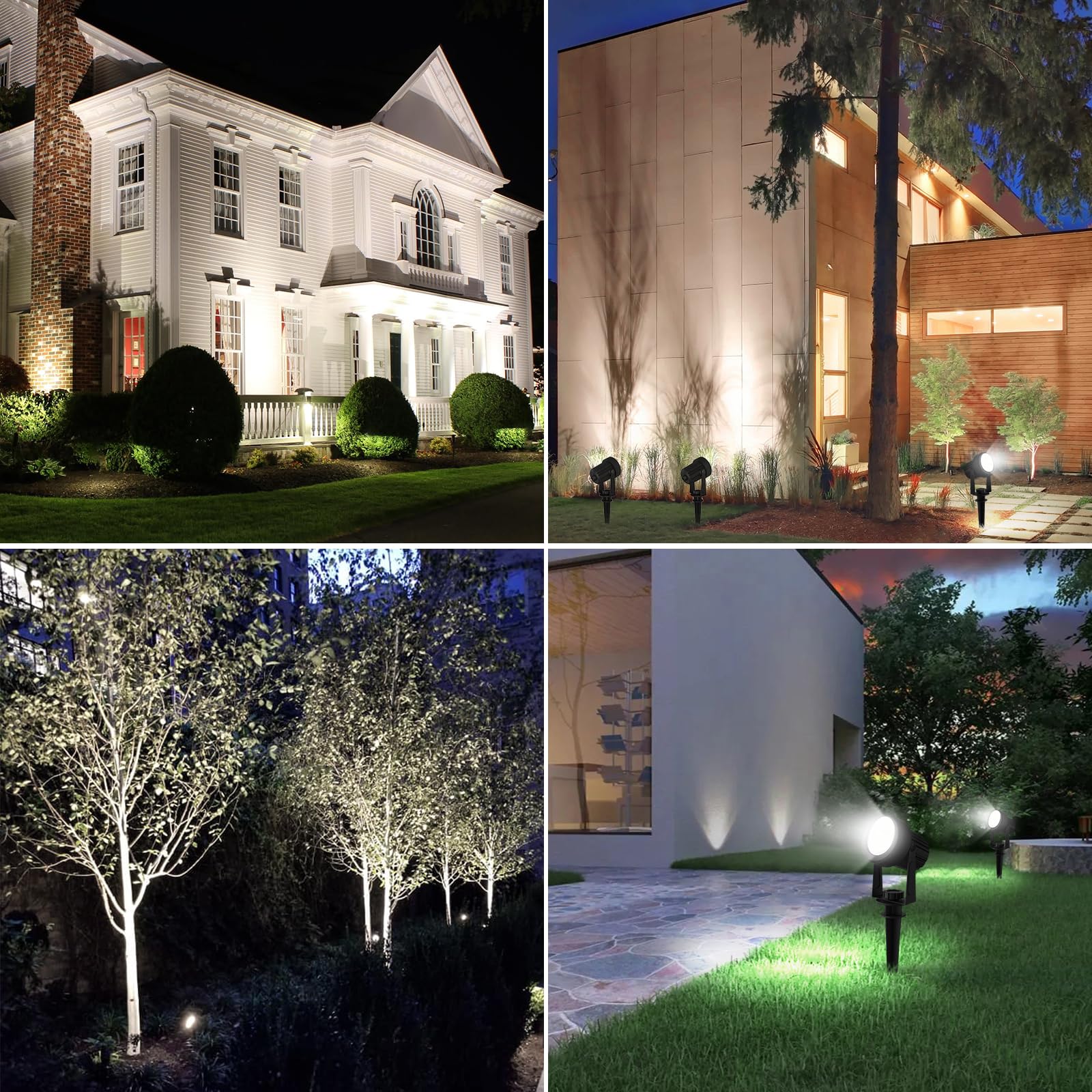 T-SUNUS Focos Solares LED Jardin, Luces LED Exterior Solares Luz Blanca Fría, con Encendido/Apagado Automático, Impermeable IP65, Luz Solar para Camino Césped Patio y Acera, 2 IN 1 6000 K