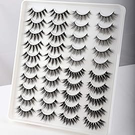 Newcally Faux Mink Lashes Pack 20 Pairs Wholesale False Eyelashes Dramatic Long Wispy Fake Eye Lashes Bulk