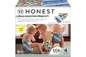 Honest Nighttime Diapers, Size 4: Plant-Based Comfort for Sensitive Skin