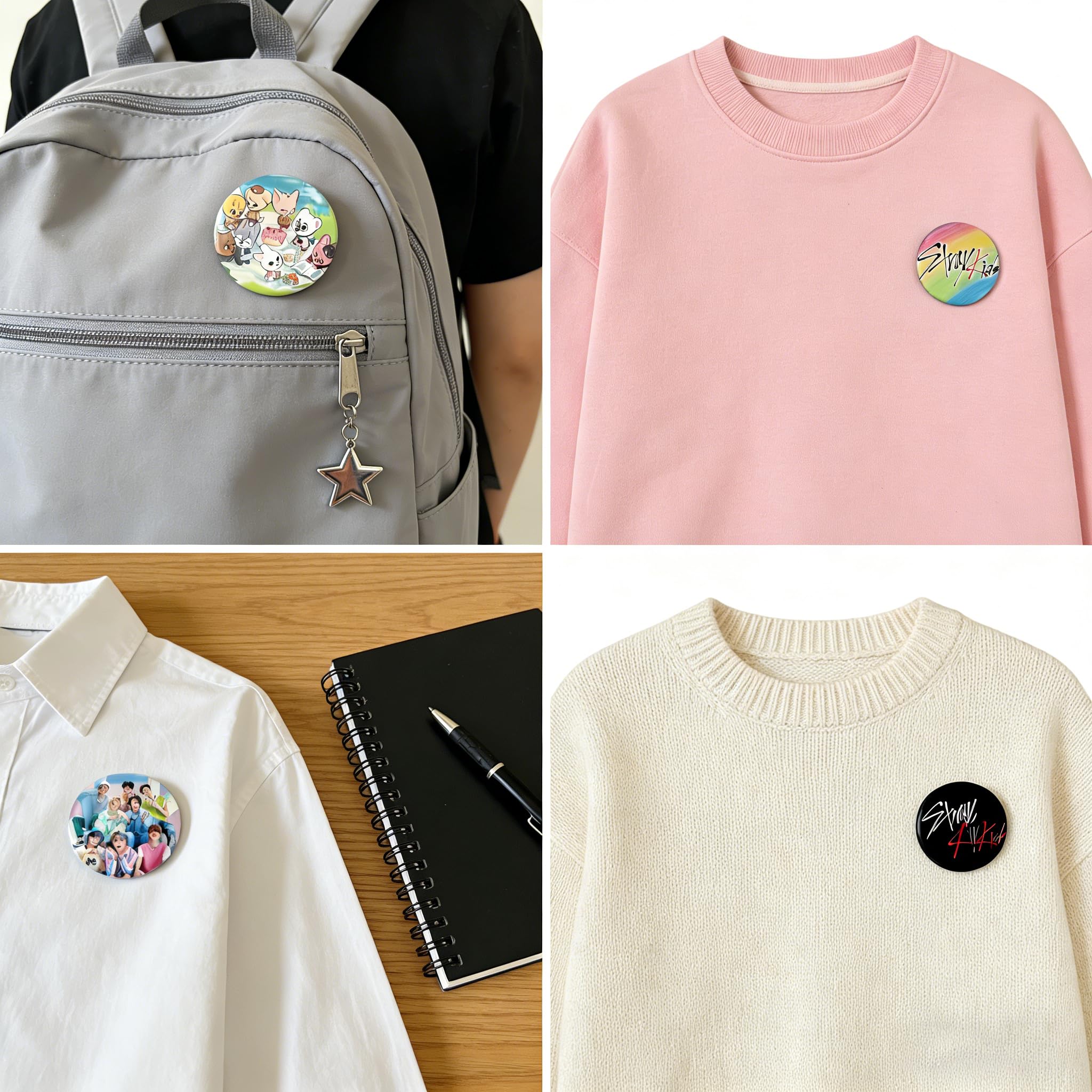 Set Regalo di Accessori Stray Kids: Set Regalo per i Fan Degli con 1 Borsa Sportiva SKZ 1 Portachiavi 1 Cordino 1 Braccialetto, 55 Cartoline Fotografiche, 1 Collana, 4 Spille e 50 Adesivi