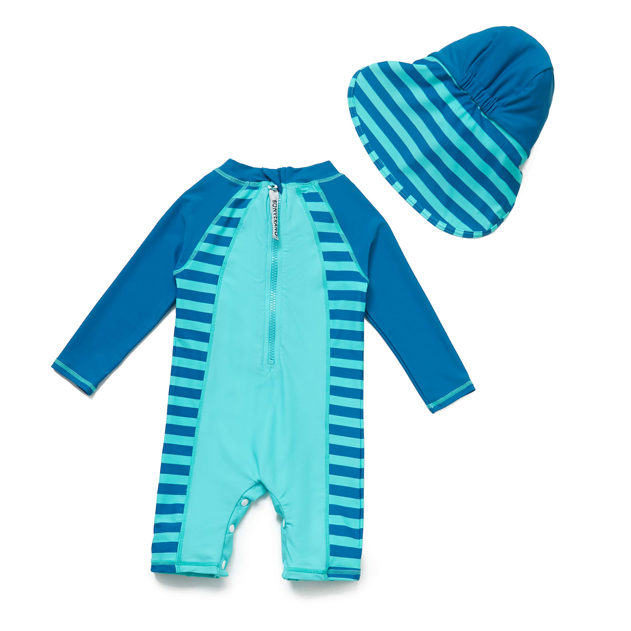 BONVERANO Traje de baño para bebé niño Trajes de baño de una Pieza de Manga Larga Protección UV 50+ Trajes de baño con Cremallera