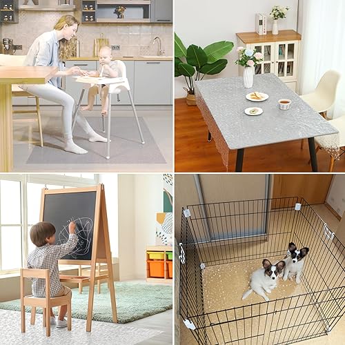 Miniatura 4 de Alfombrilla de plástico para bebé, alfombrilla de vinilo de fácil limpieza para el desorden alimentario, protector de piso impermeable para silla