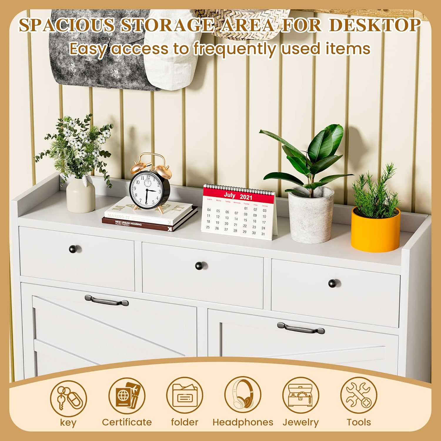 Metal Shoe Storage Cabinet for Entryway, Freestanding Steel Shoe Organizer with 4 Flip Drawers and 3 Top Drawers, Slim Hidden Rack for Hallway Front Door, Black Hardware, White