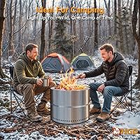 Vista 7 de HGD Fogata sin humo de 20 pulgadas para exteriores, fogata portátil sin humo para acampar con bolsa de viaje, estufa de leña de acero inoxidable