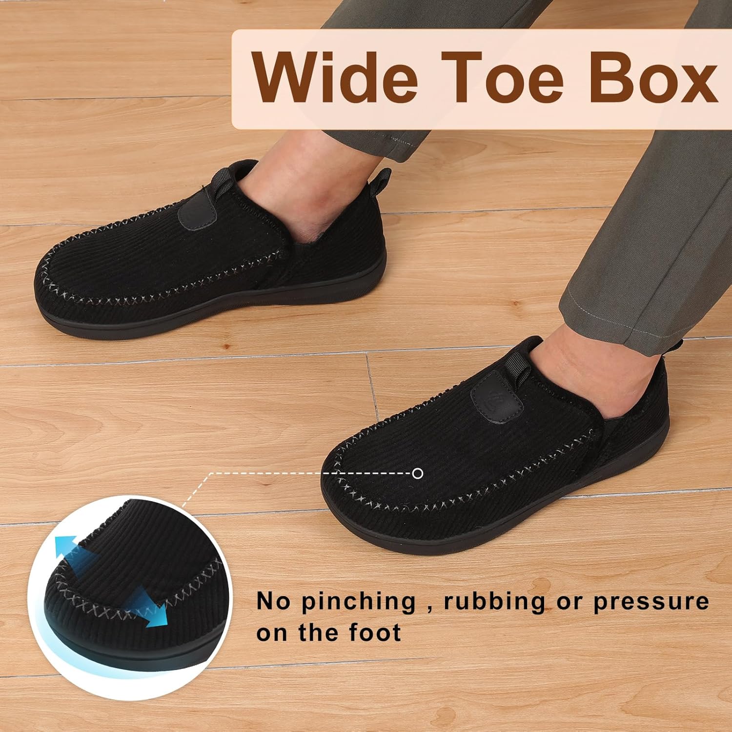LeIsfIt Men's Slippers Wide Memory Foam House Shoes Moccasin Slip-On Cozy Loafer Slippers for Indoor & Outdoor