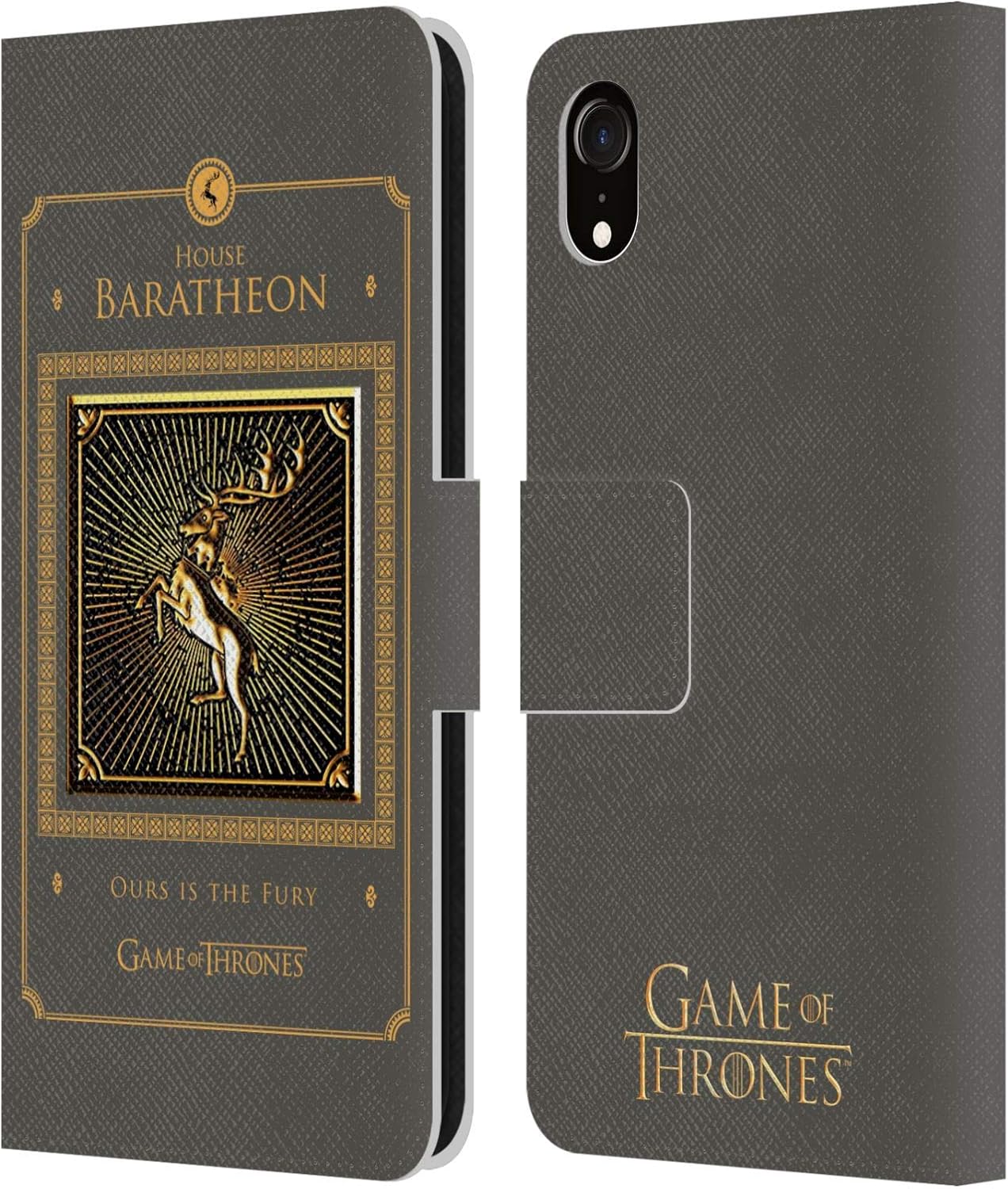 Head Case Designs Officially Licensed HBO Game of Thrones Baratheon Border Golden Sigils Leather Wallet Case Compatible with Apple iPhone XR