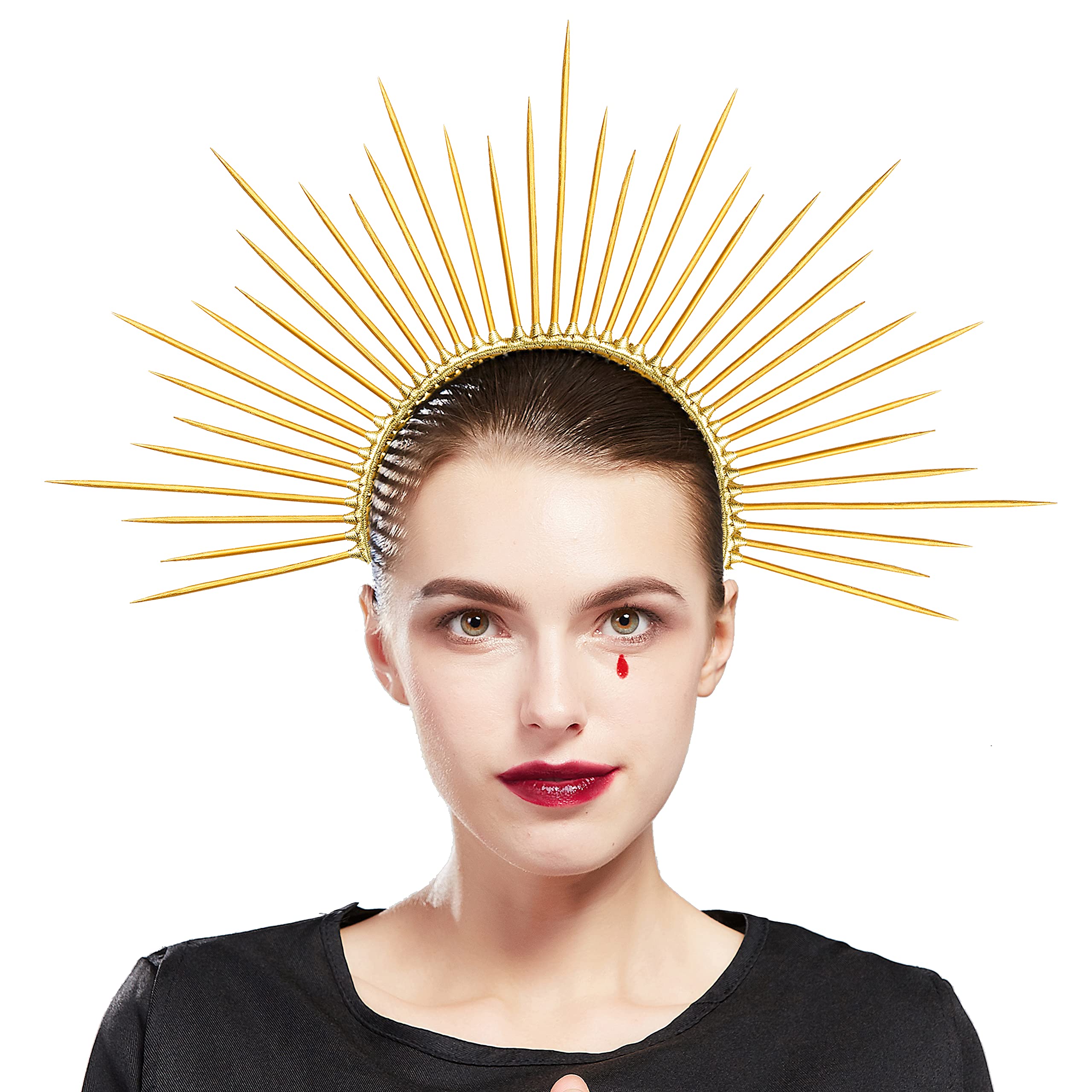 Fantherin Mary Halo Crown Headband Spiked Halo Crown Sunburst Greek Goddess Headpiece for Cosplay Halloween Costume Party