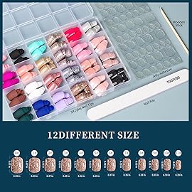 FANDAMEI Press on Nails, 24 Colors 576PCS Press on Nails Short Square Matte Glossy. Glitter Nails Short Round. Natural Fit Lightweight Fake Nails Natural for Nail Art