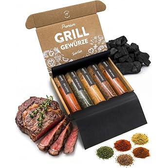 TIMBER TASTE Barbecue Spice Gift Set for Women - 5 Aromatic BBQ Rubs in Elegant Grill Spice Set Barbecue Spices Spice Set Delicatessen Idea Gift for Hobby Grillers for Birthday