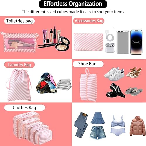 Miniatura 2 de Cubos de embalaje de compresión para viajes, artículos esenciales ligeros de viaje para vacaciones, accesorios de viaje para maleta, organizador de