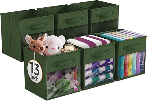 Miniatura 10 de Sorbus Contenedores de almacenamiento de 11 pulgadas con ventana transparente, 6 cestas plegables para organizar ropa, juguetes, libros, cubos de