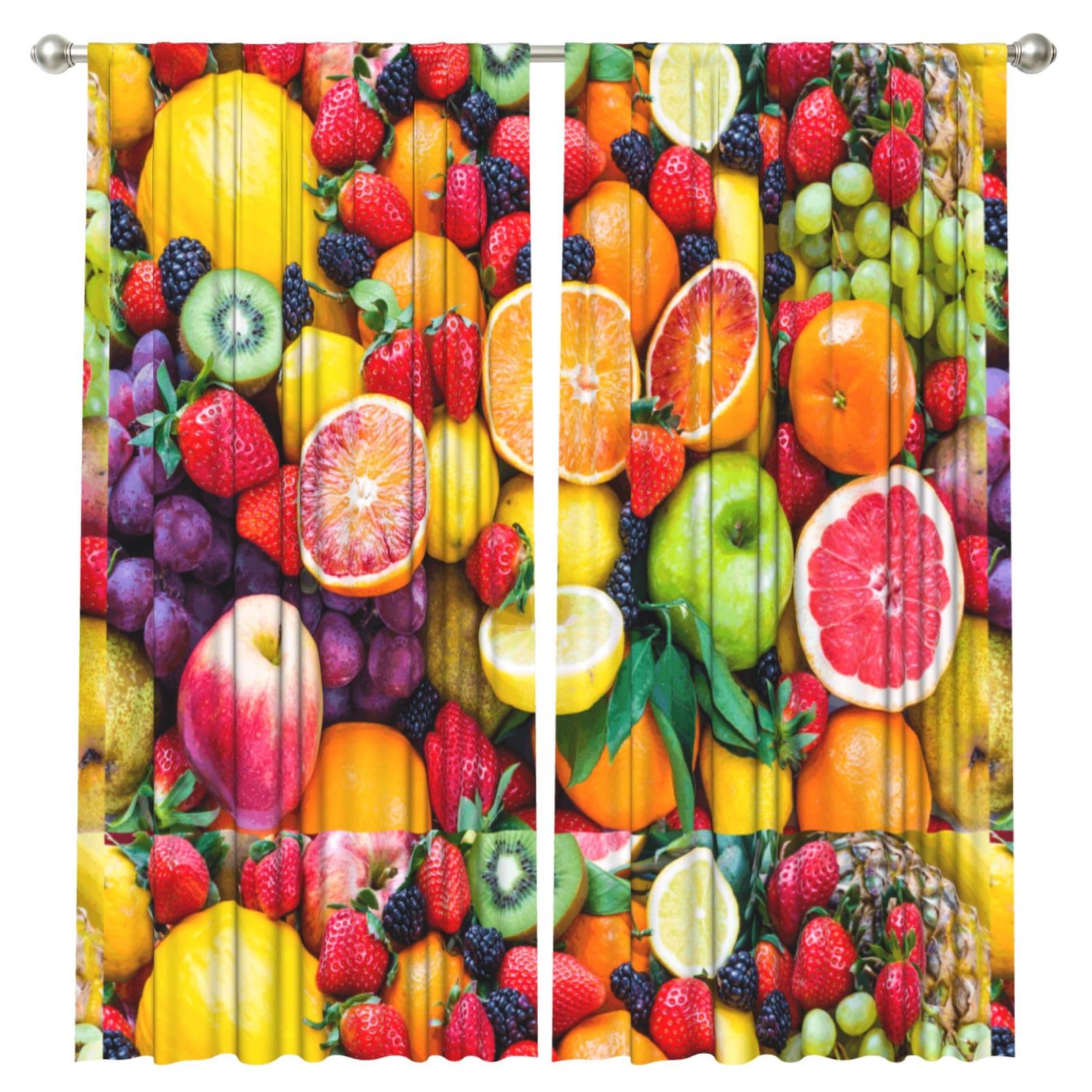 InOmak Fresh Fruits, 2 Panels Window Curtains 52 x 84 Inch Blackout Curtains for Living Room Bedroom