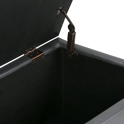 Miniatura 77 de Otomana rectangular de almacenamiento de cuero sintético Simpli Home Avalon., Cuero, Marrón Azul,Marrón Chocolate,Cloud gris,Gris oscuro,Azul