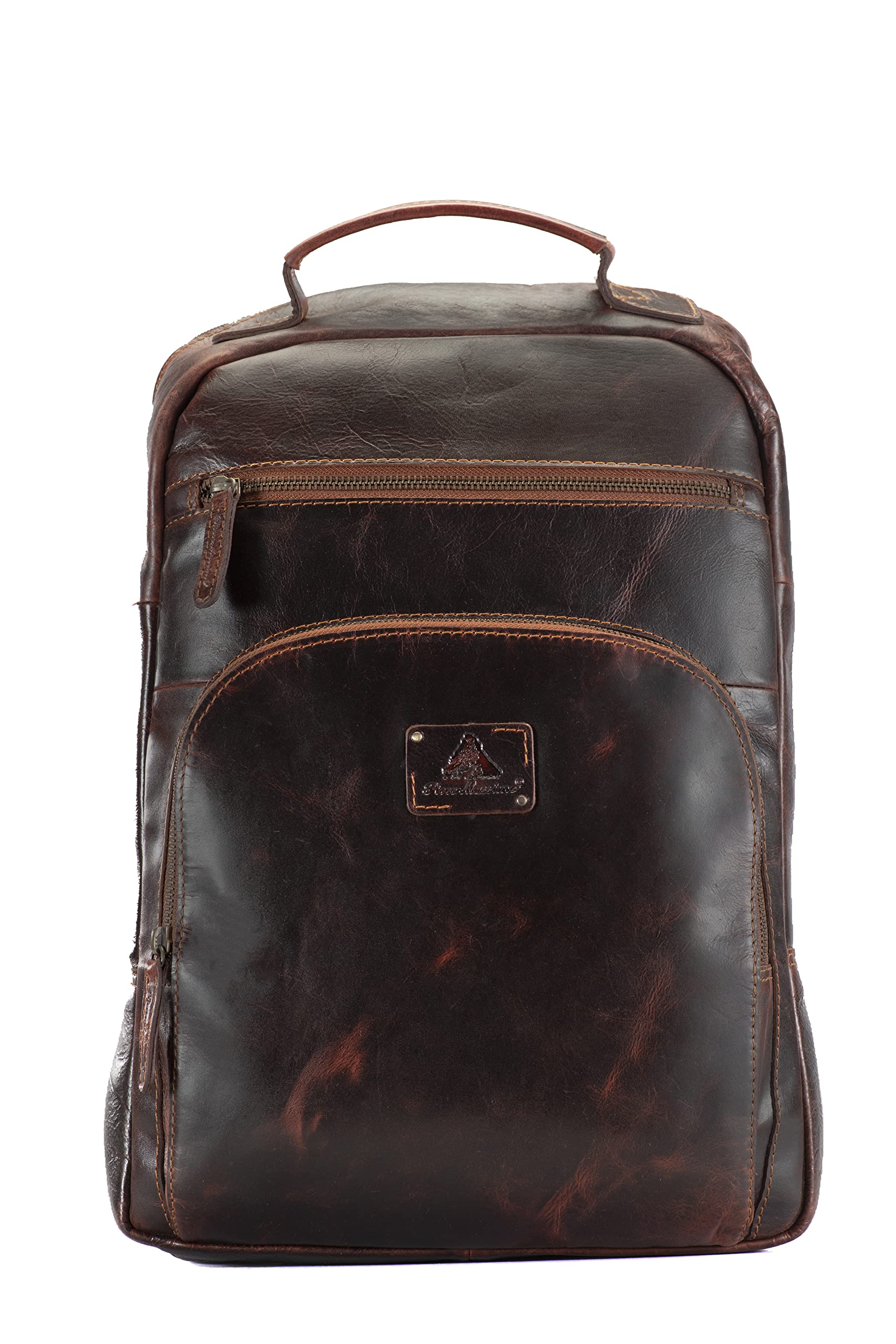 PICCO MASSIMO Leather Laptop Backpacks | Leather Office Messenger Bag for Professionals | Business Travelers Bag with a Padded 15.6-inch Laptop Compartment & Adjustable Strap - (BROWN)