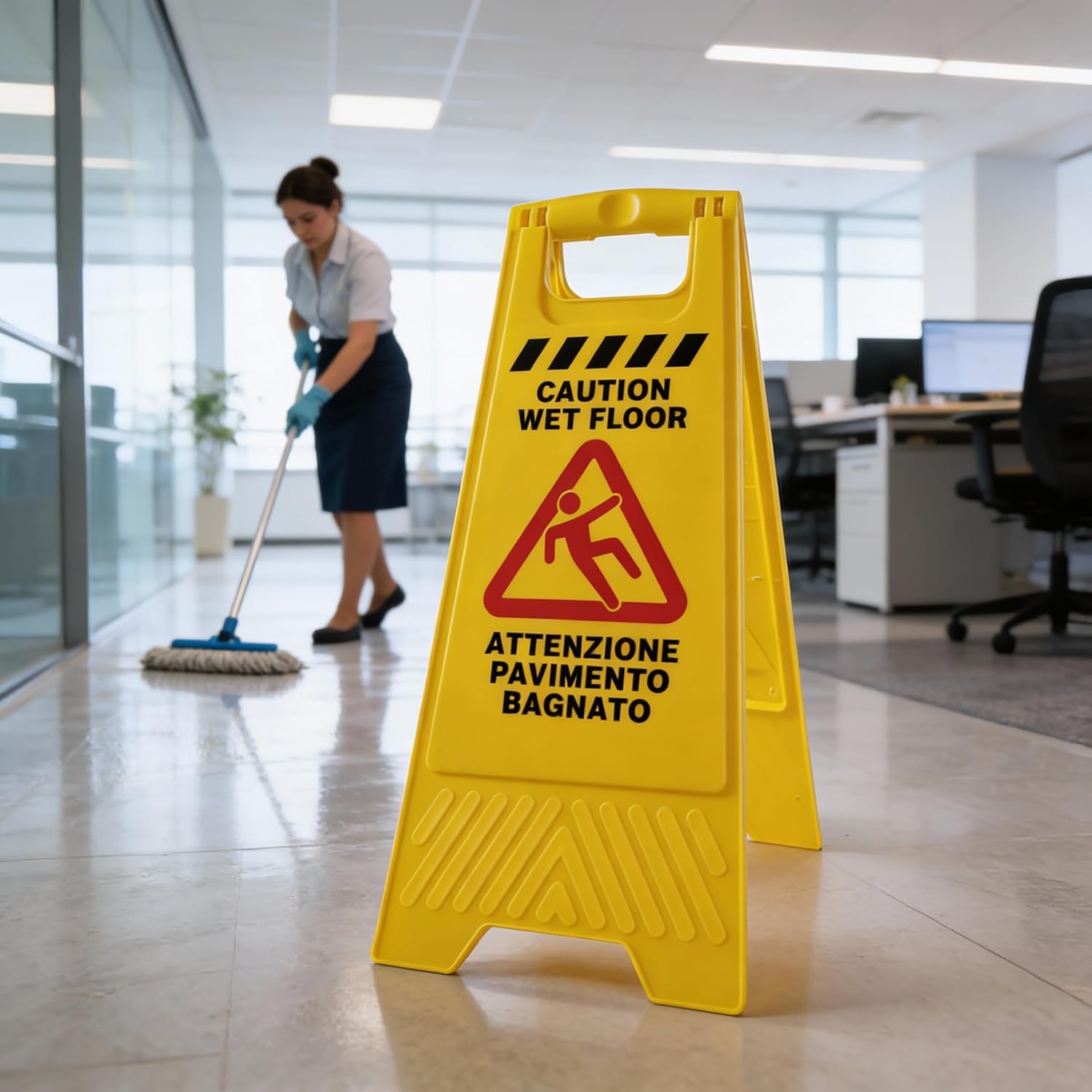 Perfect Factory Wet Floor Wet Floor Sign, Plastic, yellow, 30 x 49 x 56.5 cm