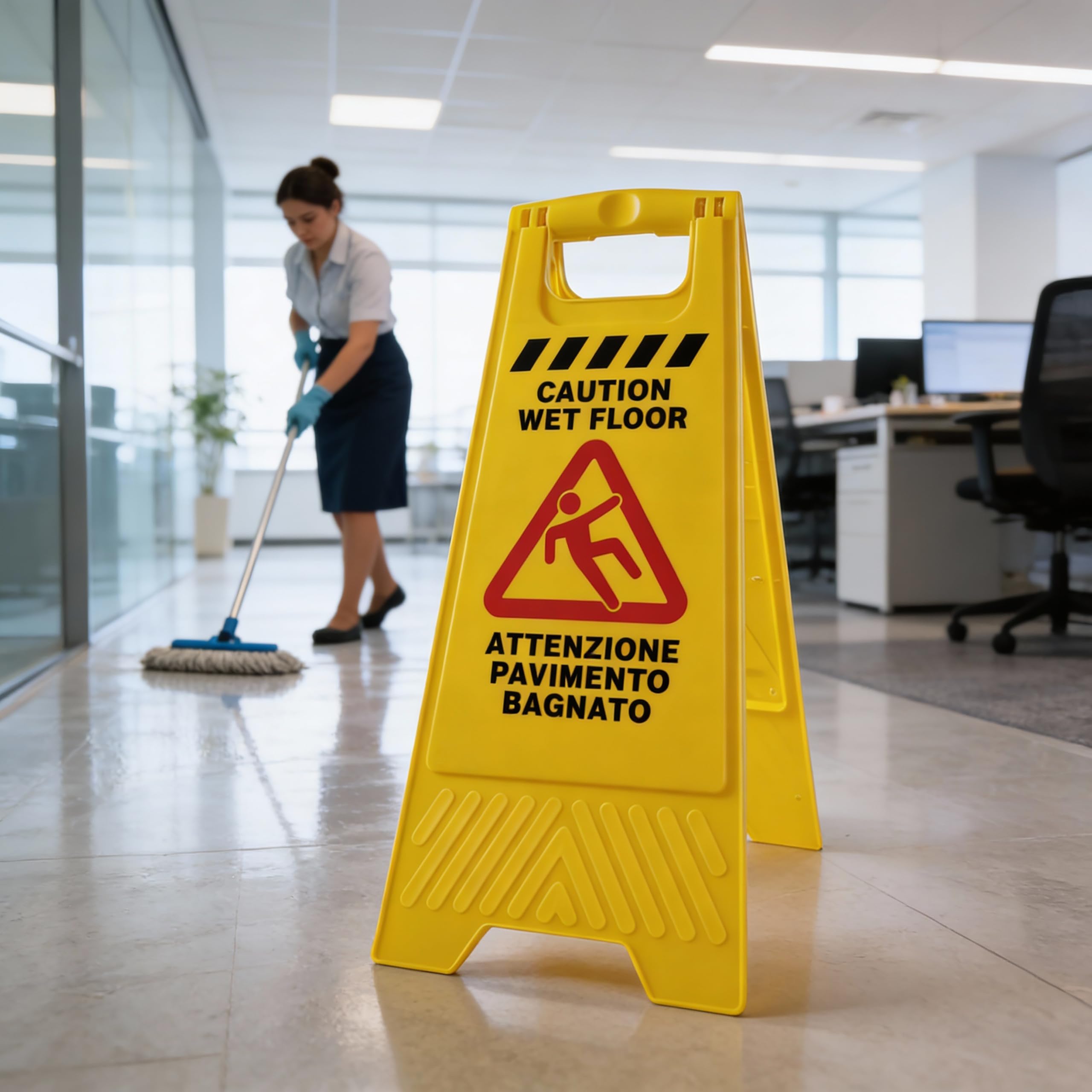 Parfait Factory Wet Floor Panneau Sol mouillé, Plastique, Jaune, 30 x 49 x 56.5 cm
