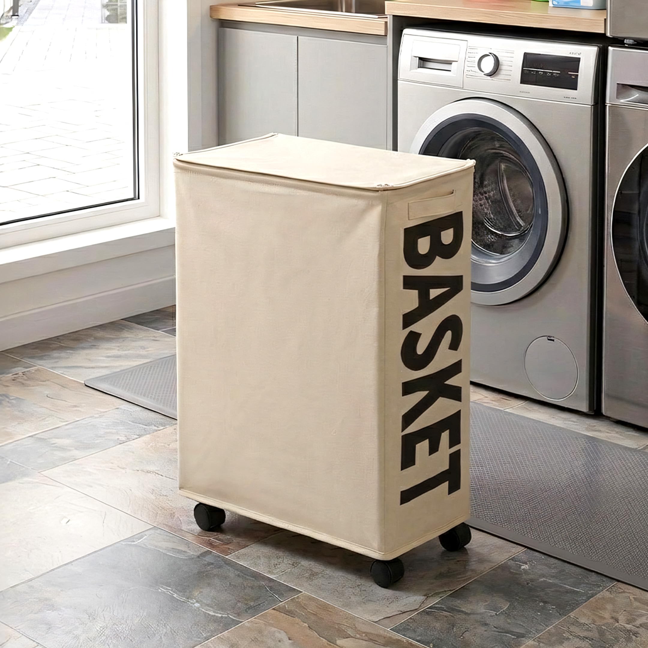 HomeEssentials Foldable Storage Bin with Lid & Wheels: Large Collapsible Plastic Organizer for Clothes & Toys. Portable, Stackable & Locking Container for Home Organization. (30 cm x 39 cm x 18 cm)-image-17