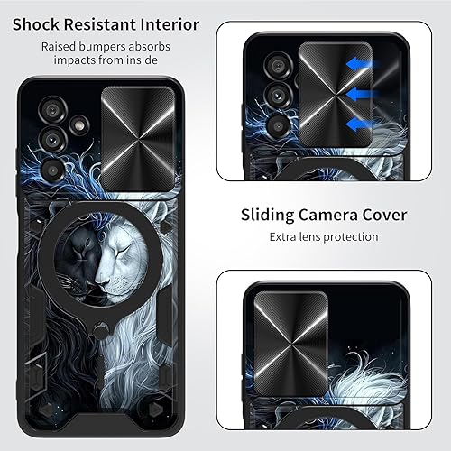 Vista 378 de Funda protectora híbrida para Samsung Galaxy A53 5G de 6.5 pulgadas y anillo giratorio de 360 grados, función atril, híbrida, de doble capa