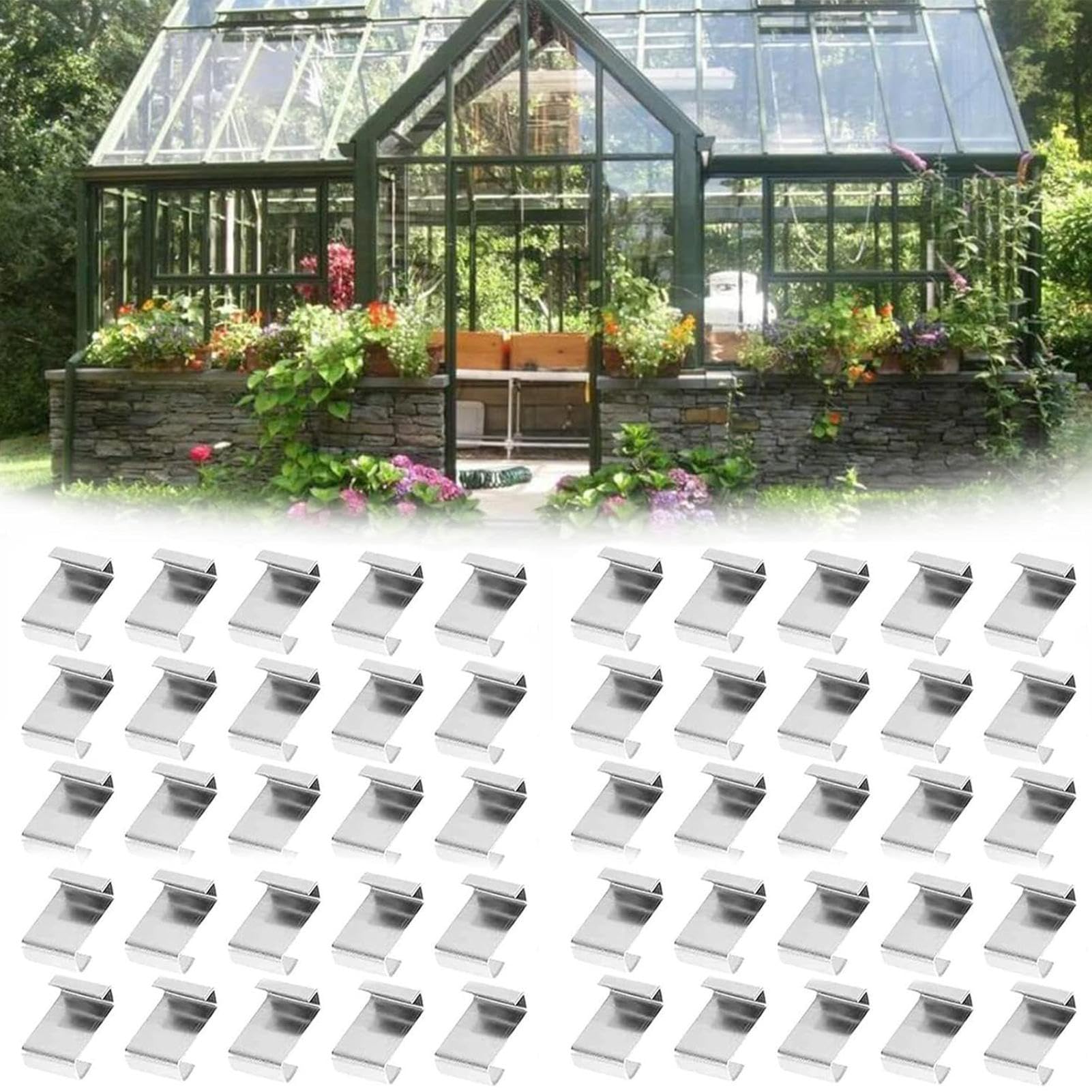 JARDEN® Set Di 40 Clip Diametro 25 mm Per Serra Da Giardino - Fissaggio In Metallo Zincato Per Serre Tunnel Con Tubi O Cerchi Da 25 mm - Accessorio