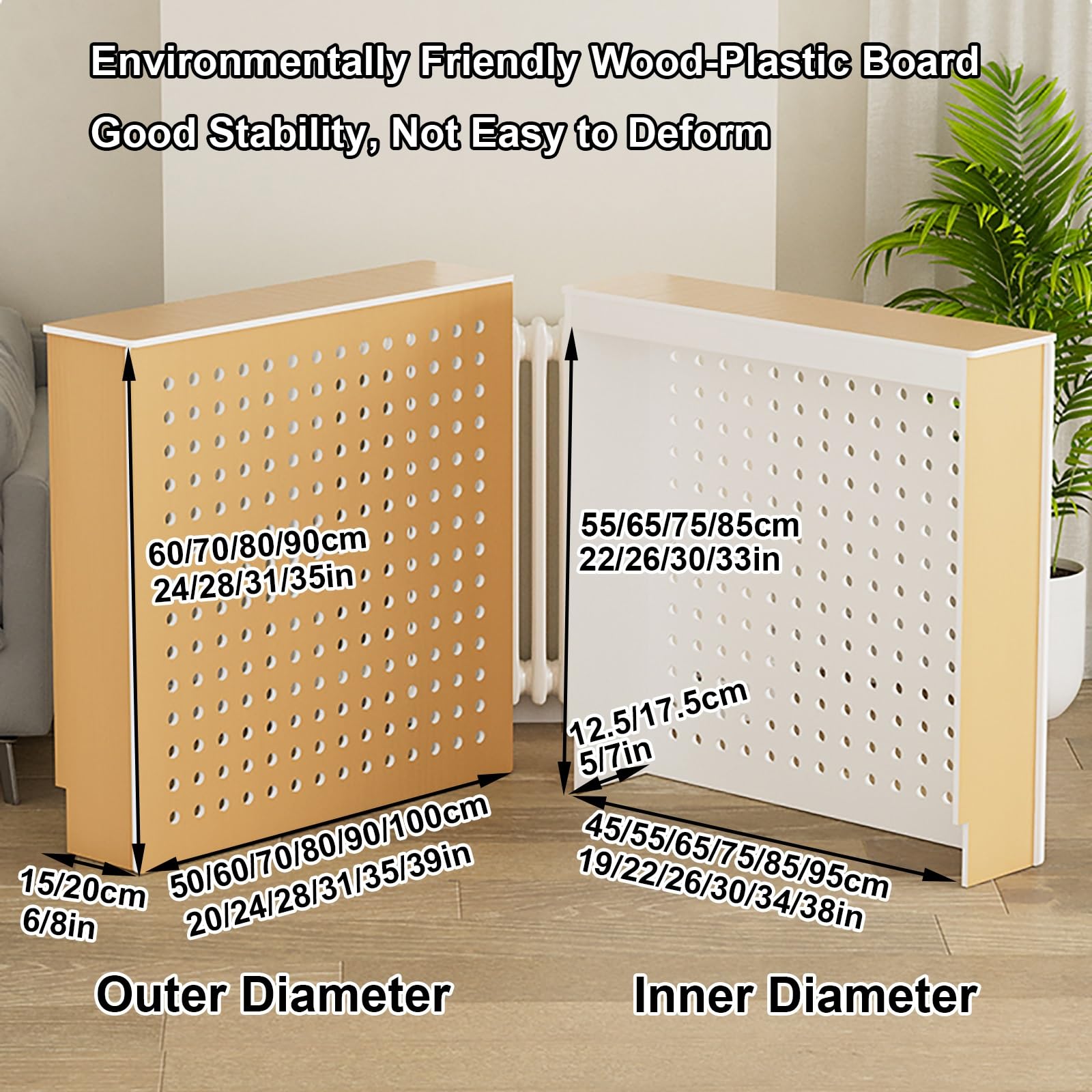 Eleganter, moderner Heizkörperverkleidungen, dekorativer Hitzeschild, Schrank und Regal für Wohnzimmer und Badezimmer, stilvolle Heizhauben 90 x 70 x 15 cm