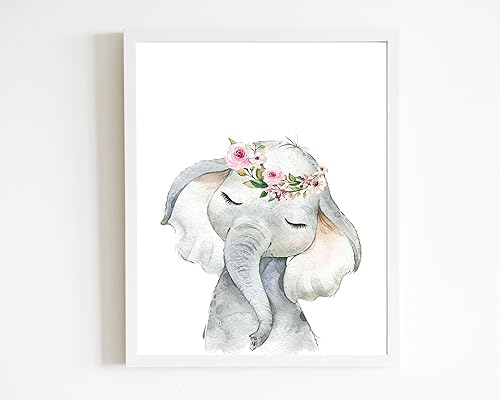365DOROTEYA Baby Elephant Canvas Wall Art - Animals Nursery, Cuadros Para Decorar El Cuarto De Un Bebe, Elephant Nursery Art, Nursery Decor Elephant