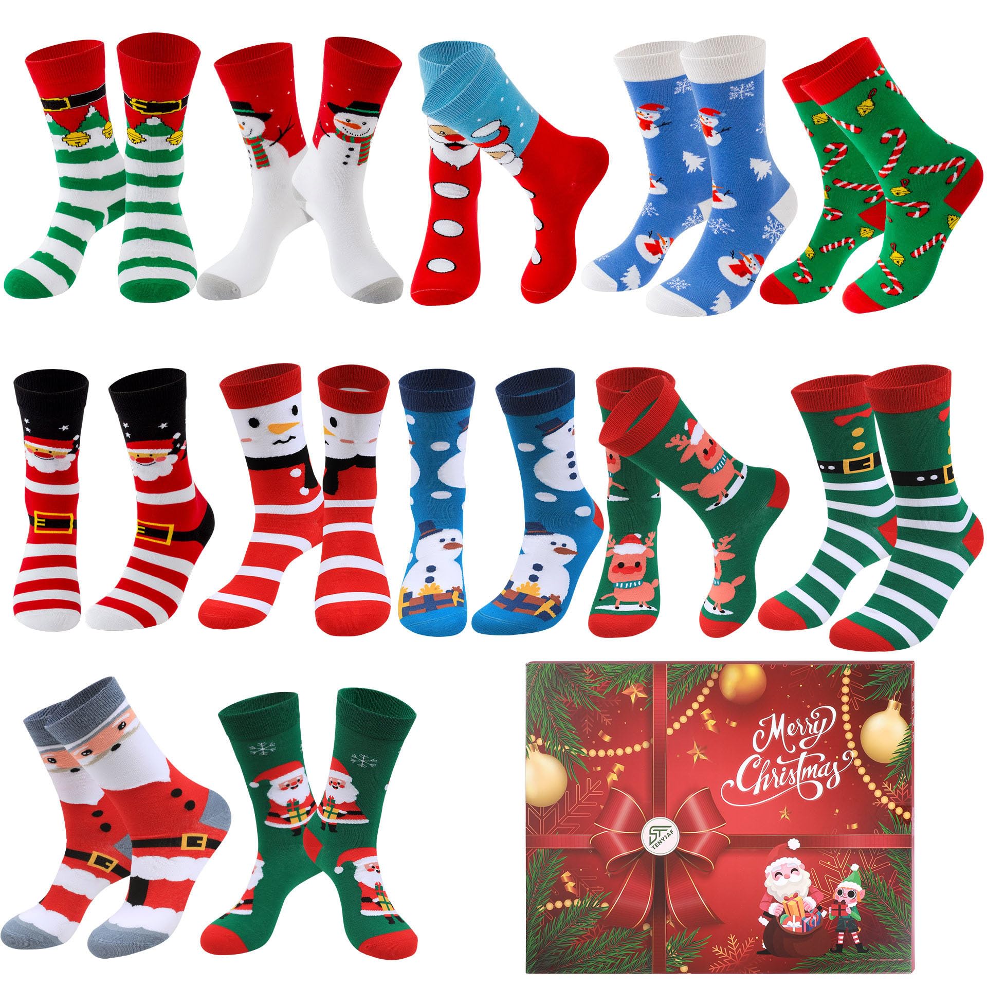 Lustige Weihnachtssocken für Frauen – lustige Weihnachtsgeschenke für weibliche gemütliche Crew-Baumwollsocken, Größe 37-40