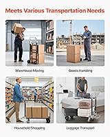 Vista 80 de VEVOR Folding Hand Truck and Dolly, 309 Lbs Capacity, Aluminum Foldable Cart, Heavy-Duty Luggage Trolley Cart with Telescoping Handle and PP+TPR