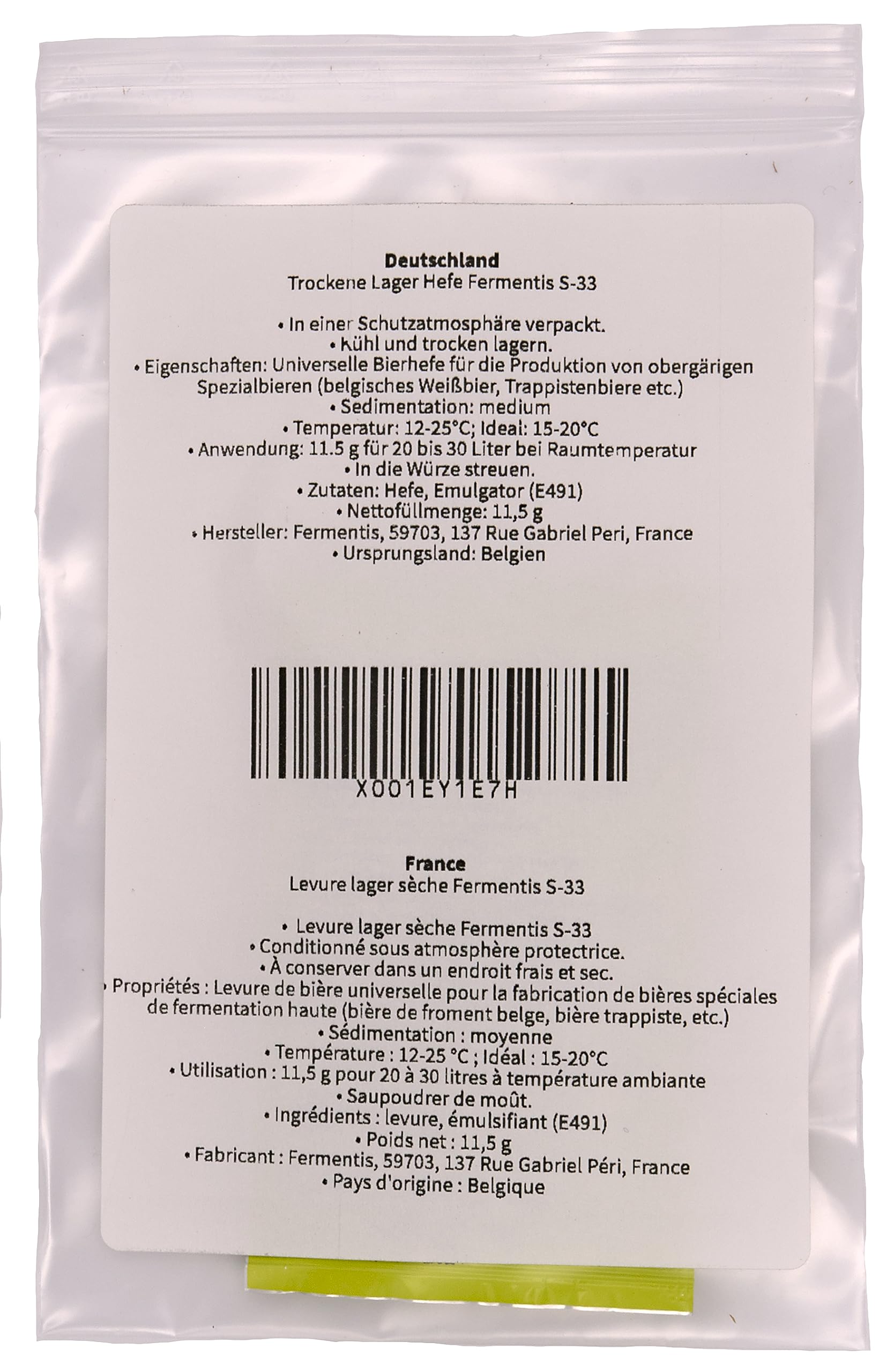 Fermentis lievito di birra US-05 W 34/70 S-33 S-23 alta fermentazione bassa fermentazione (S-33)