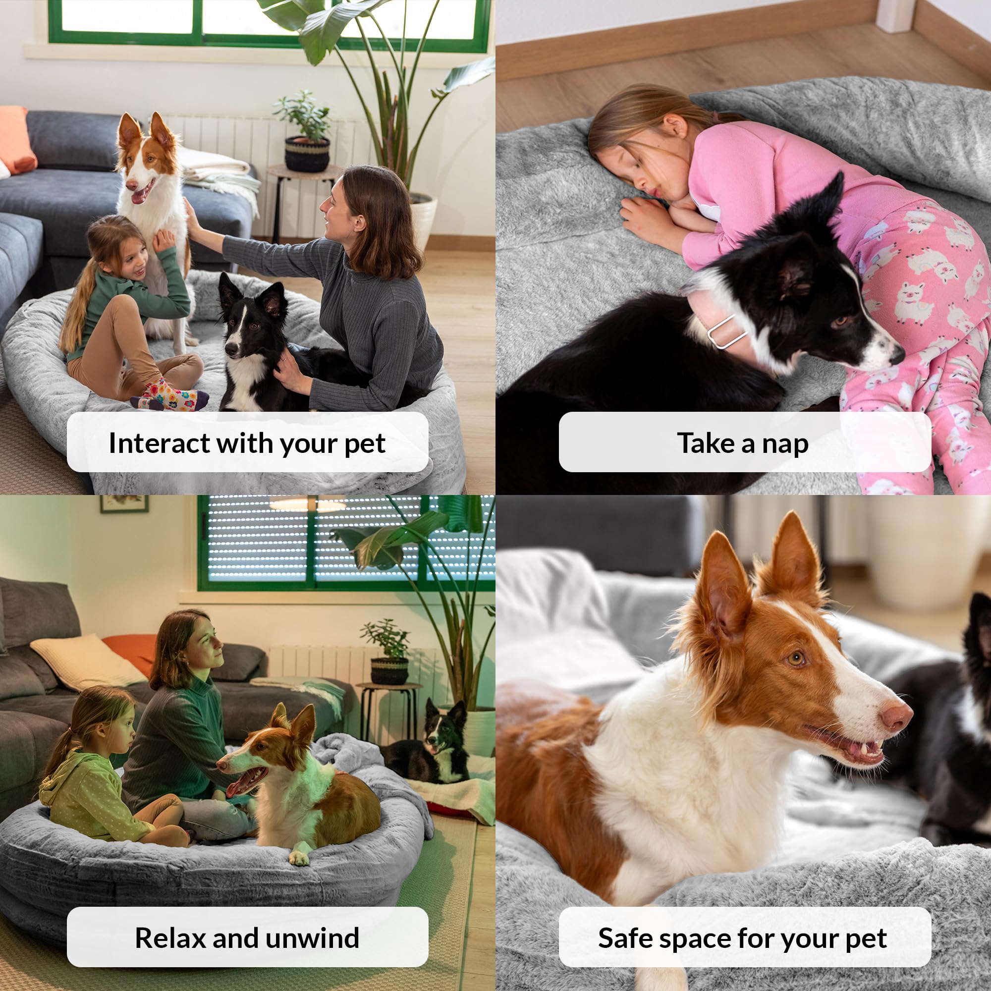 ODOXIA Hundebett für Menschen & Hunde | Riesiges Human Dog Bed für Menschen | Bequemes Hundebett in Menschengröße für Erwachsene | Decke Inklusive & Abnehmbarer Bezug