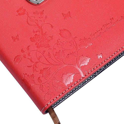 Miniatura 4 de ARRLSDB Diario de piel sintética con cerradura, tamaño A5, con cerradura de combinación, contraseña, cuaderno de bloqueo personal (rojo)