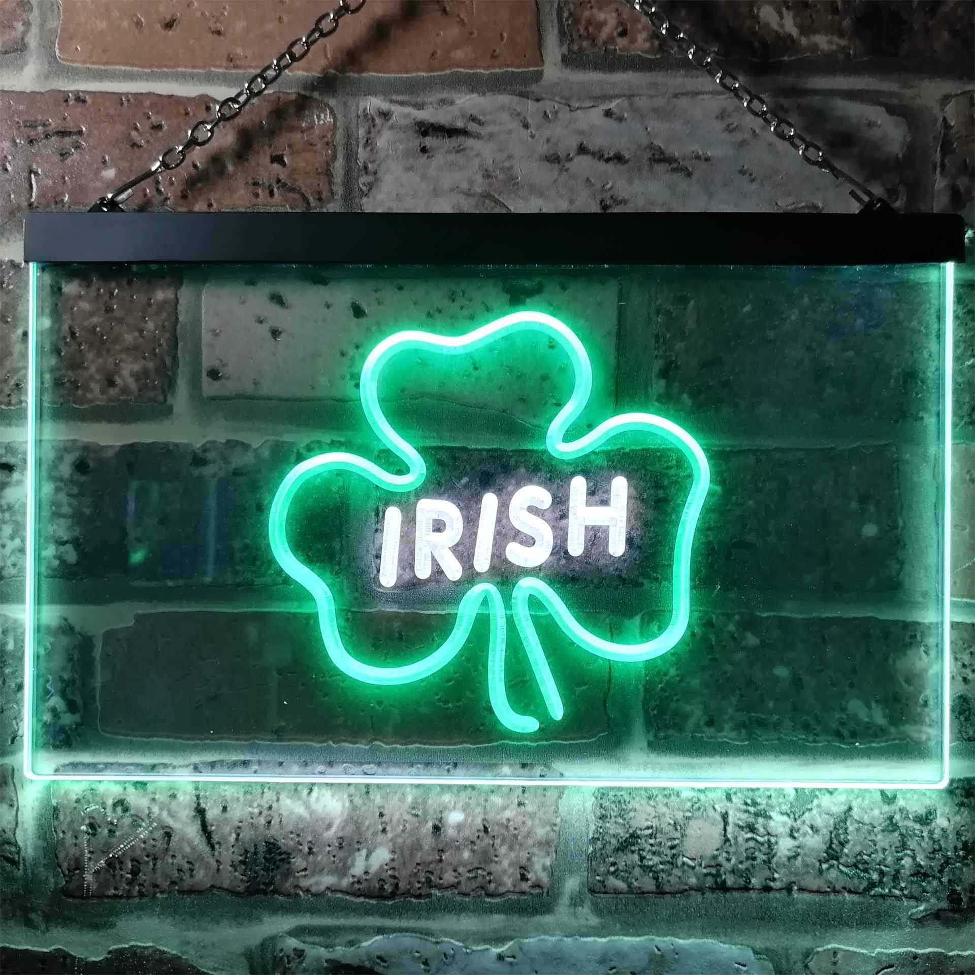 Irish Pub Shamrock Bar Club Display Dual Color LED Enseigne Lumineuse Neon Sign Blanc et vert 600 x 400mm st6s64-i0599-wg