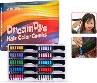 Hair Chalk, 10 Colors Festive Fun Hair Chalk Combs, Temporary Hair Color for Girls, Washable Hair Dye, Easy Comb in Hair Color for Party, Birthday
