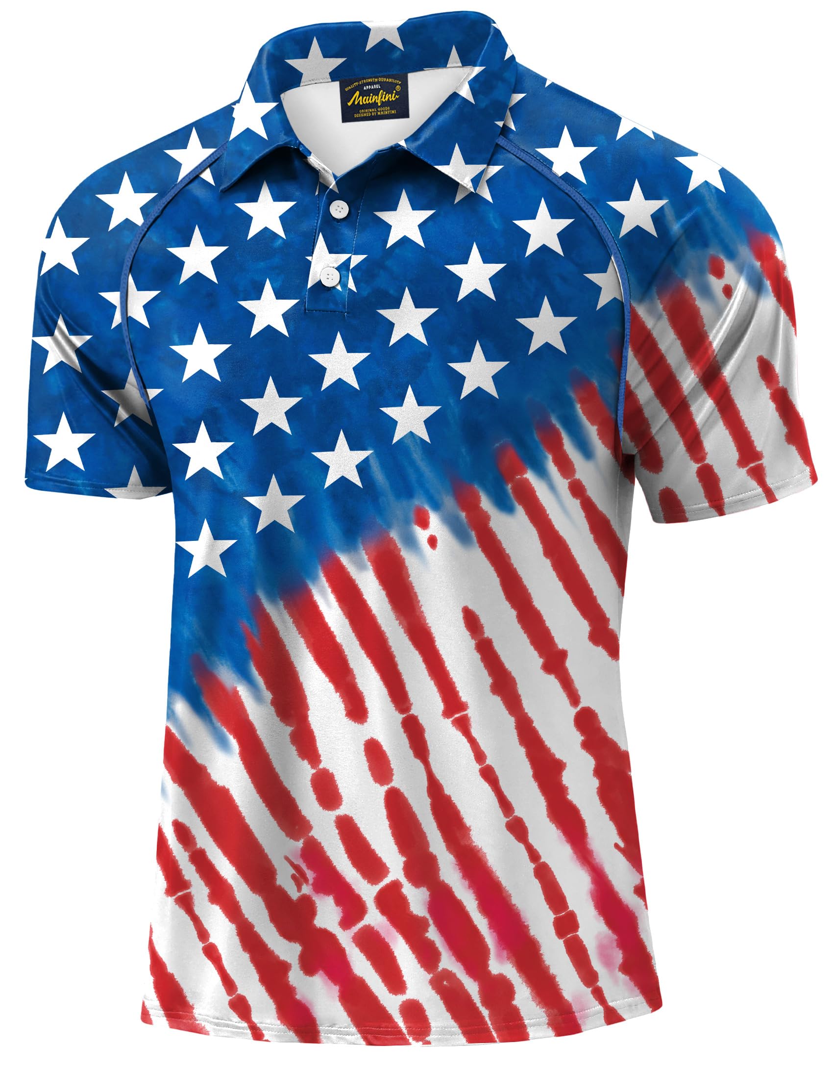 Mainfini Men's Patriotic Polo Stretch UPF 50+ Raglan American Golf Shirts