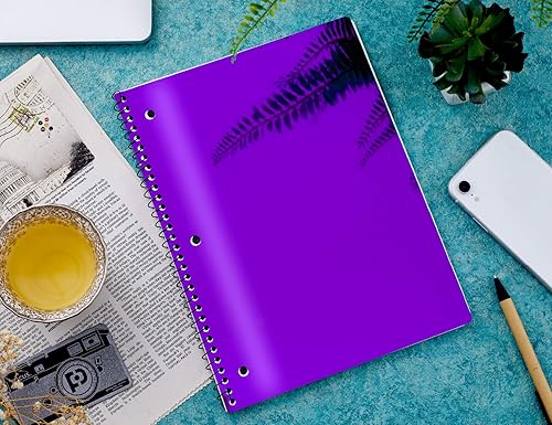 Miniatura 4 de It's Academic Cuaderno de espiral con rayas universitarias, 1 materia, 80 hojas, morado metálico y verde azulado, paquete de 4