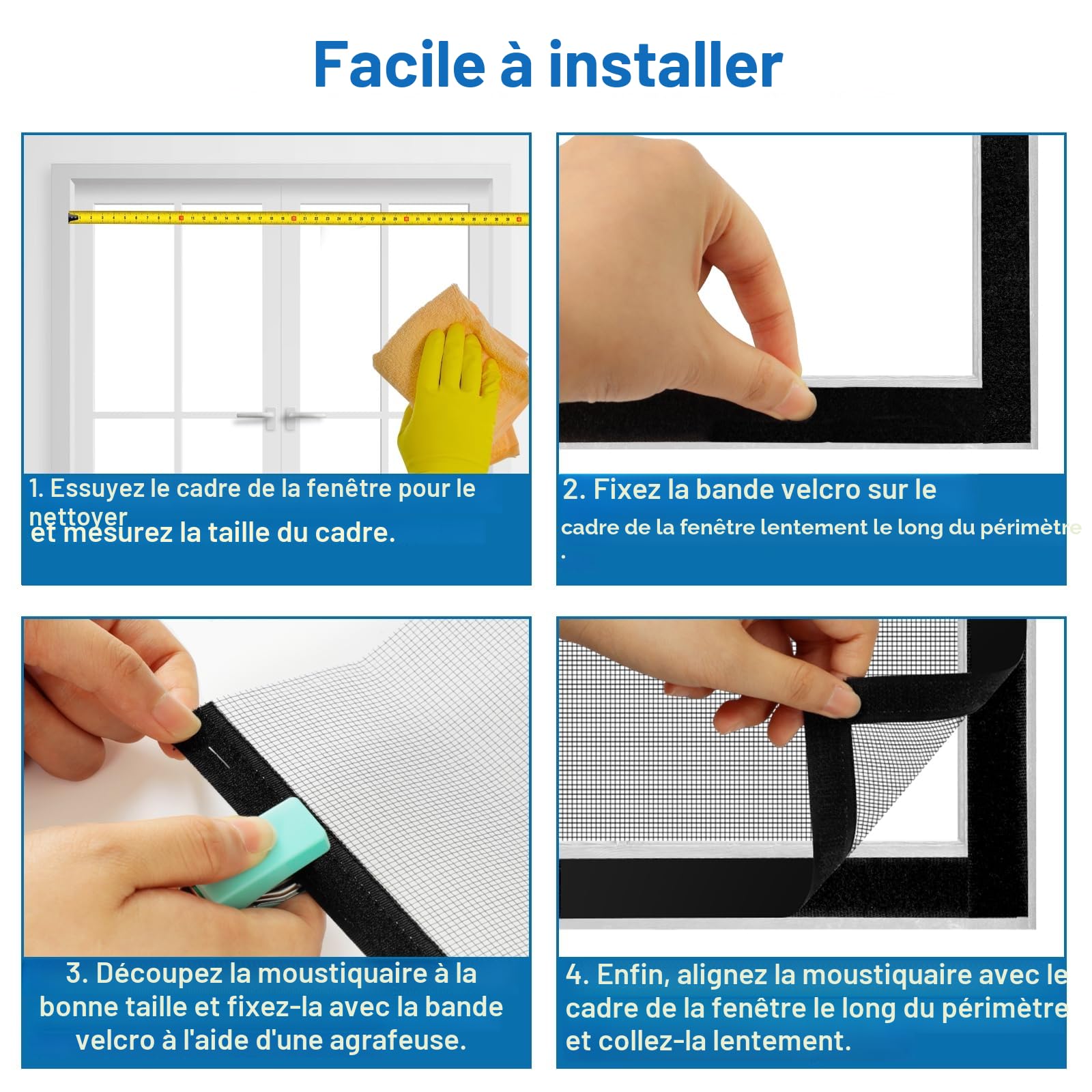 2 Pièce Moustiquaire Fenetre, 130X150cm Toile Moustiquaire Sans Percage Fibre de Verre, Filet anti Moustique a decouper, Tissu Moustique Fenêtre Chat (Noir)