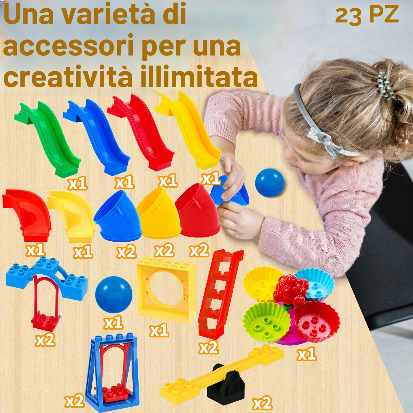 Accessori Per Grande Costruzioni, per 3 anni bambino, Blocchi da Costruzione compatibili Duplo, Accessori per parchi giochi
