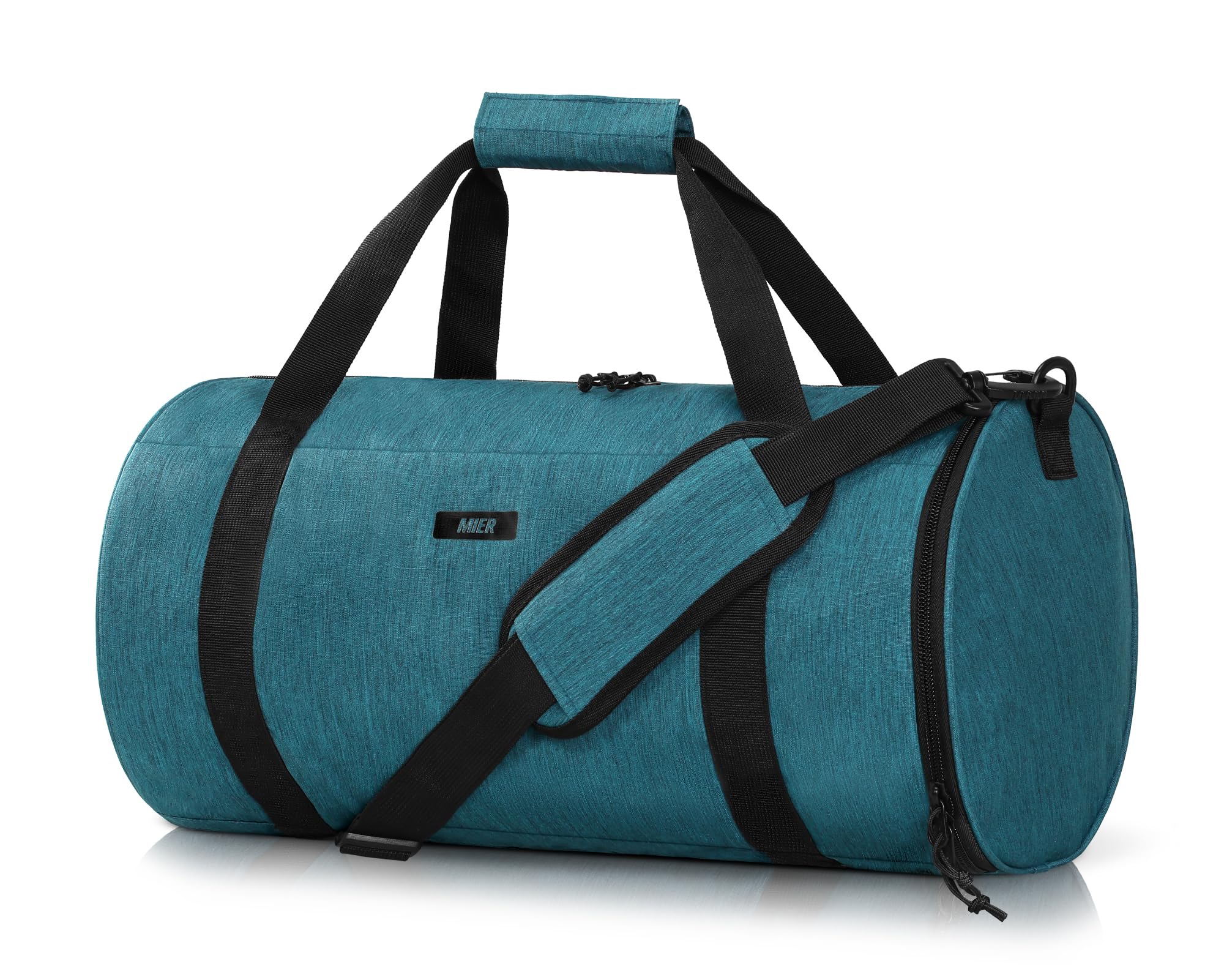 MIER Gym Bag Round Duffle Bag with Shoe Compartment & Wet Pocket, Lightweight Carry on Duffel for Men Women Workout Fitness Travel Sports, 24L, dark green, 24L US