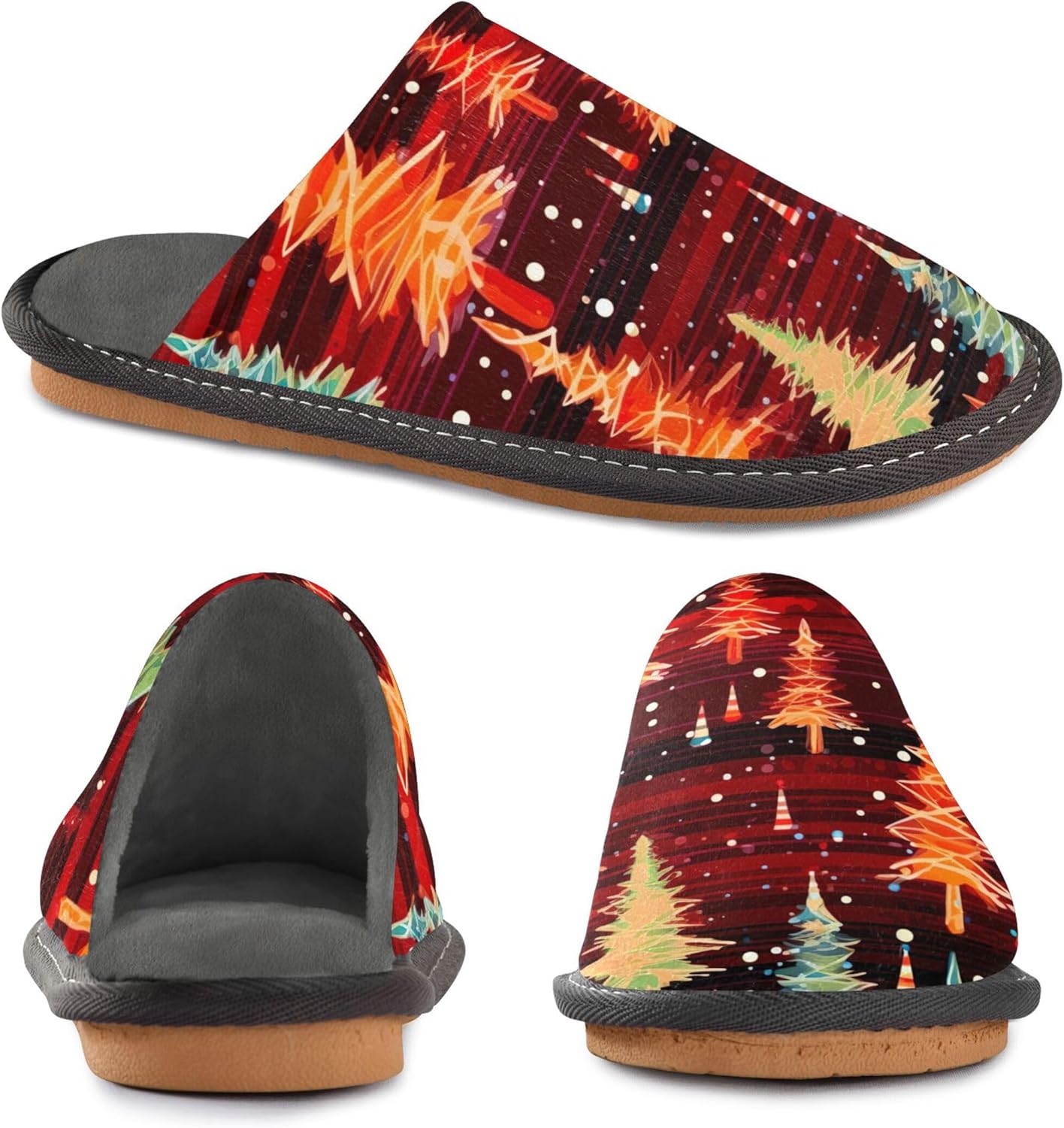 Christmas Tree House Slippers – Cozy Fuzzy Slippers for Guests, Washable & Disposable, Perfect for Shoeless Home, Spa & Hotel Use A110201