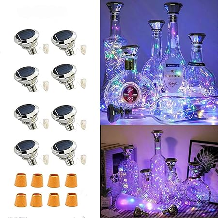 ZNYCYE Solar Powered Wine Bottle Lights,8 Pack Solar String Fairy Lights Outdoor Waterproof Cork Lights Holiday Garden Patio Pathway Outdoor Decorative (Multicolor)