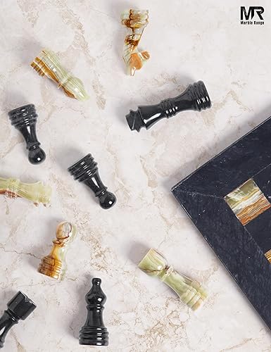 Miniatura 6 de Juego de ajedrez de mármol para adultos de 12 pulgadas, hecho a mano, juego de mesa de ónix negro y verde con 32 piezas de ajedrez, 2 reinas