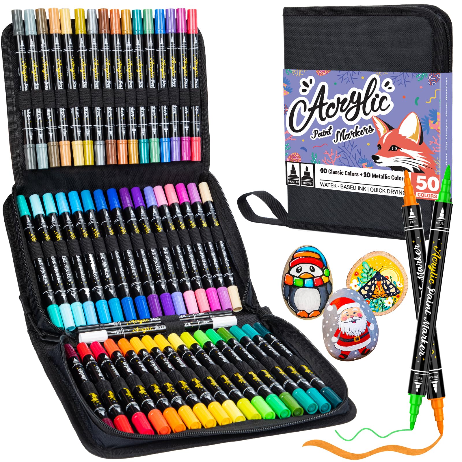 Brush Pens Zscm Markers Shuttle Art 60 Colors Dual Tip Acrylic